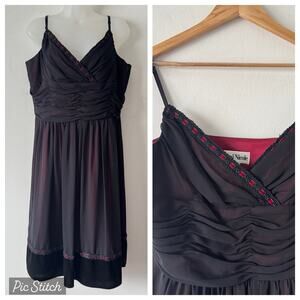 Ronni Nicole Dress Women 14 Black Red Chiffon Grunge Dark Romance‎ Whimsigoth